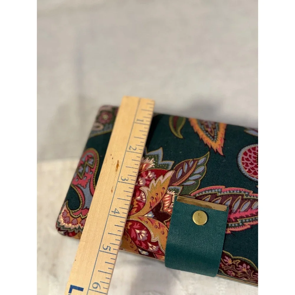 Vintage Floral Paisley Jewelry Travel Case Teal Burgundy Gold Tone Organizer